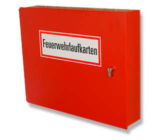 Feuerwehrlaufkartendepot mit Schwenktür verschlossen, DIN A4-Querformat