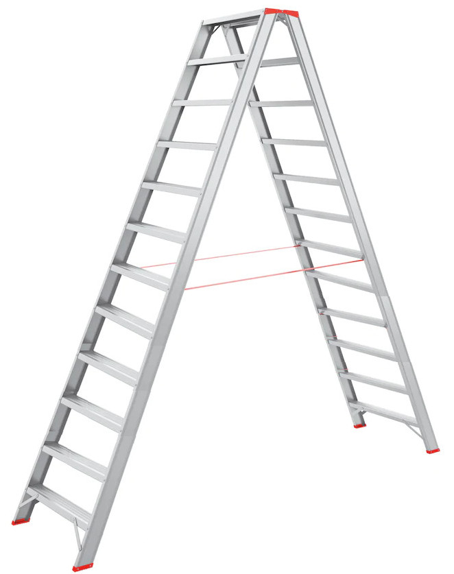 Alu Stufenstehleiter 2×12